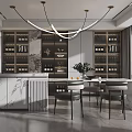 Modern dining table and chair combination 3d model