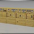 Yellow Industrial Style Storage Cabinet With Multiple Panels Switches And Meters