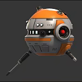 Spherical Robot With Orange And White Exterior Red Eye And Three Legs