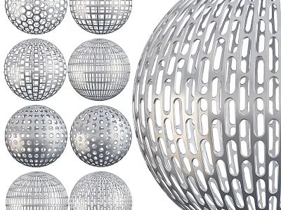 Metal Spheres With Various Perforated Patterns For Decoration 3d model