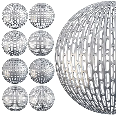 Metal Spheres With Various Perforated Patterns For Decoration 3d model Metal Spheres With Various Perforated Patterns For Decoration 3d model