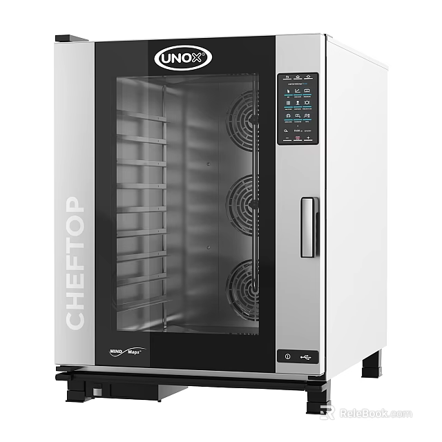 UNOX CHEFTOP Commercial Kitchen Oven With Stainless Steel Glass Door Multiple Shelves And Control Panel 3d model 