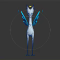 Elegant Mythical Creature 3D Model With White Body Blue Wings Tail Limbs And Yellow Horn