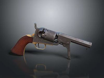Vintage Revolver Firearm With Wooden Grip Metal Body And Classic Design 3d model