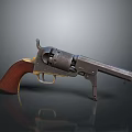 Vintage Revolver Firearm With Wooden Grip Metal Body And Classic Design