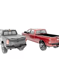 Red and Black Pickup Trucks Front View With Modern Design Features