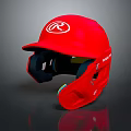Rawlings Red Baseball Helmet With White R Logo And Black Padding Interior 3d model