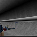 Construction Site Underground Pipe Installation With Valves Equipment And Tunnel Wall