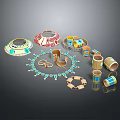 Colorful Traditional Clothing Accessories With Hats Scarves Bracelets And Necklaces