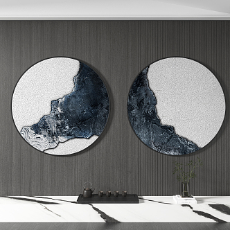 New Chinese Round Frame Painting Round Decorative Painting 3d model