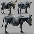 Handcrafted Bronze Donkey Sculpture With Textured Surface And Multiple Angles