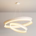 Modern Layered Circular Chandelier With Illuminated White Rings And Sleek Design