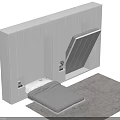 Functional White Wall Mounted Hidden Bed Cabinet With Gray Mattress And Rug