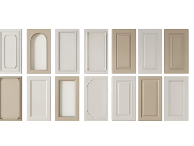 Different Style Wall Paneling Samples in White and Beige for Interior Decor 3d model