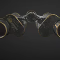 Vintage Antique Binoculars With Textured Metal Surface And Gold Silver Accents
