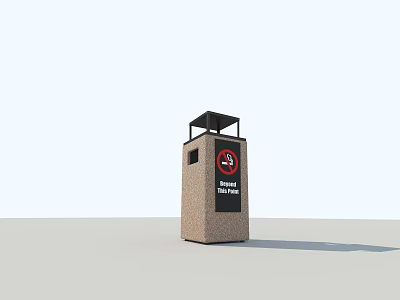 Public Outdoor Trash Bin With No Litter Sign Concrete Structure And Covered Top Design 3d model