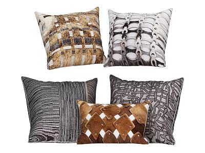 Decorative Pillows With Various Textured Patterns And Unique Designs For Home Decor 3d model