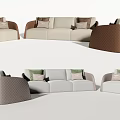 Modern Sofa Set With Beige Brown And Light Gray Sections And Decorative Cushions 3d model