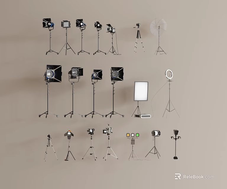 Studio Photography Equipment Set Including Lighting Tripods Softbox And Ring Light 3d model 