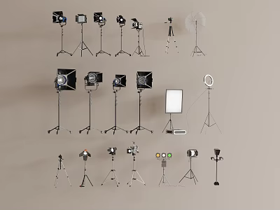Studio Photography Equipment Set Including Lighting Tripods Softbox And Ring Light 3d model