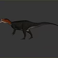 Realistic 3D Dinosaur Model With Red Head Gray Body And Open Mouth Against Gray Background