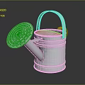 Metal Watering Can With Perforated Lid And Shiny Surface For Garden Use