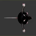 Game Movie Character Mouse Black Body Pink Ears Paws Tail Standing On Gradient Gray Background