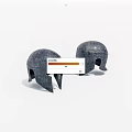 Two Ancient Spartan Helmets Displayed Side By Side On White Background 3d model