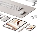 Modern Home Office Electronic Devices Setup With Monitors Tablet Headphones And Accessories