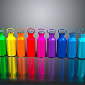Colorful Water Bottles Arranged in a Row with Vibrant Hues for Daily Use
