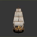 Classic Sailing Ship Model with Multiple White Sails Wooden Hull Design and Ornate Decorative Details