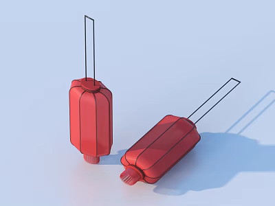 Two Red Plastic Household Spray Bottles with Long Nozzles for Daily Use 3d model