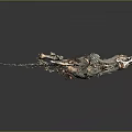 Artistic Dinosaur Skeleton Sculpture With Decorative Metal Structure And Colorful Details