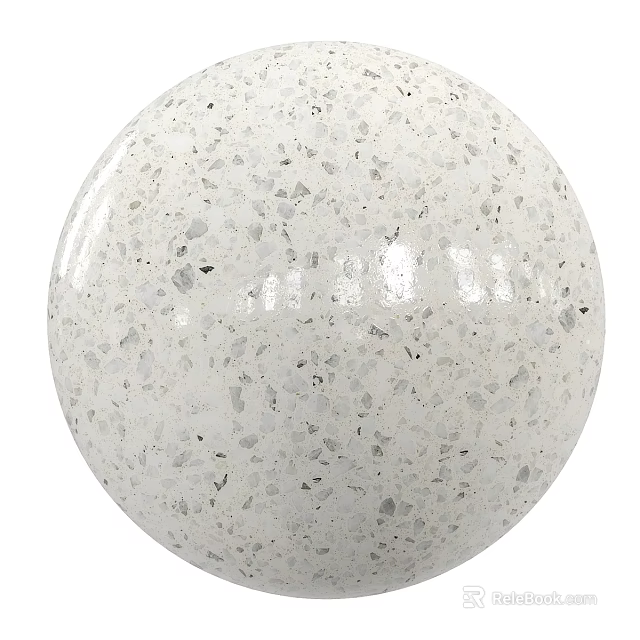 Decorative White Terrazzo Sphere Component With Colorful Chips And Smooth Surface 3d model 