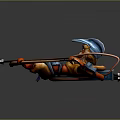 3D Monkey Warrior Character Drawing Bow In Orange Blue Outfit With Helmet