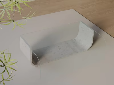 Modern Living Room Sofa Coffee Table Set With Glass Top Concrete Base Minimalist Design 3d model