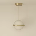 Modern White Globe Pendant Light With Gold Ring Hanging From Ceiling 3d model