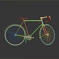 Green Vintage Bicycle With Brown Seat Yellow Rims And Blue White Handlebar On Gray Background