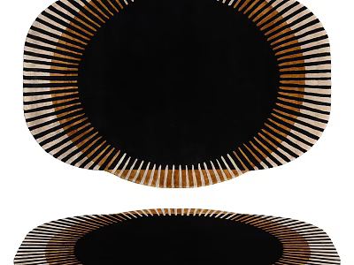 Modern Stylish Circular Rug With Radial Black White Brown Stripes And Symmetrical Pattern 3d model