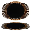 Modern Stylish Circular Rug With Radial Black White Brown Stripes And Symmetrical Pattern