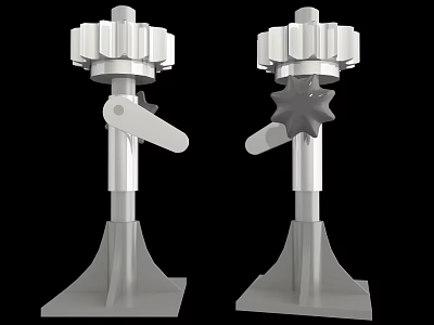 Mechanical Industrial Equipment Structural Design With Symmetric Gears Bases And Levers 3d model