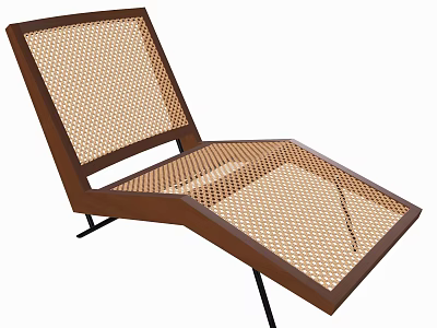 Stylish Modern Lounge Chair With Brown Frame And Woven Mesh Design 3d model