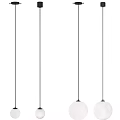 Modern Pendant Lights With Black Hanging Cords And White Globe Shades