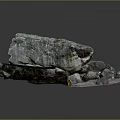Natural Rustic Wood and Stone Decorative Elements with Large Boulder Small Rocks and Textured Base