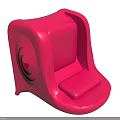 Bright Pink Plastic Kids Seat With Curved Backrest And Circular Detail