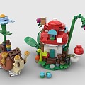 LEGO toy blocks cartoon mushroom house cartoon scene snail 3d model