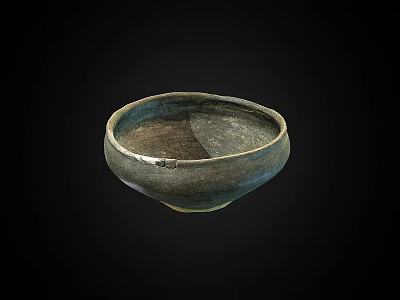 Old clay bowl old objects 3d model