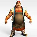 Muscular Man 3D Model With Ornate Tunic Brown Apron Wrist Guards And Boots