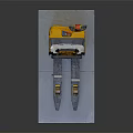Industrial Hydraulic Forklift With Yellow Blue Body Lifting Mast Control Handle And Base Plate