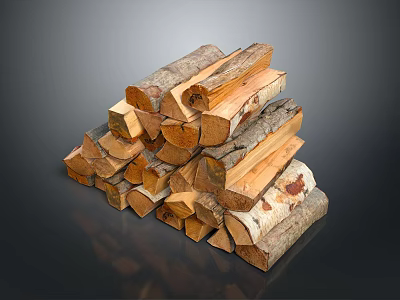 Stacked Natural Split Firewood Logs For Home Heating And Cooking Use 3d model